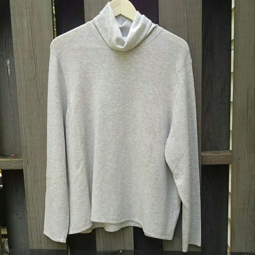 Eileen Fisher gray cowl neck wool blend sweater